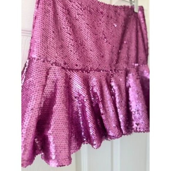 Hemline Hausen Pink Sequin Mini Skirt Flared Womens S NWT Festival Boho Outfit - Picture 13 of 15